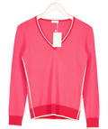 Malo Pink Cashmere V-neck Jumper UK M