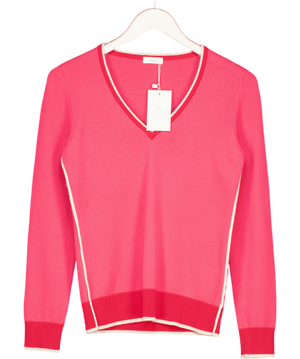 Malo Pink Cashmere V-neck Jumper UK M