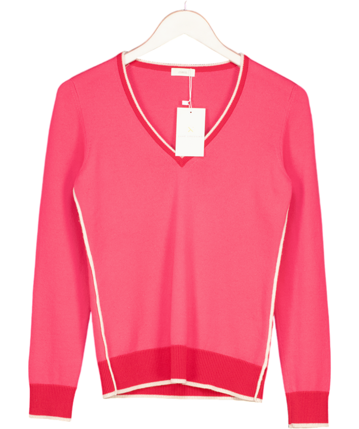 Malo Pink Cashmere V-neck Jumper UK M