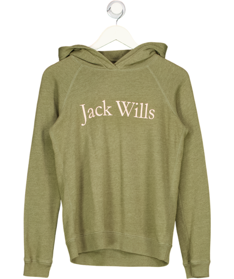 JACK WILLS Olive Green Logo Hoodie UK 10