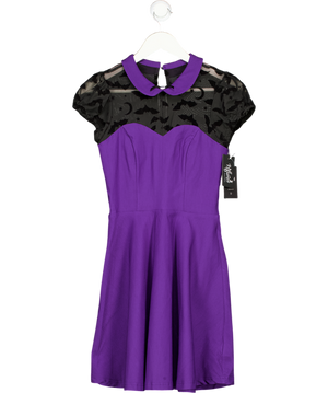 HELL BUNNY Purple / Black Fit & Flare Batsy Dress UK XS