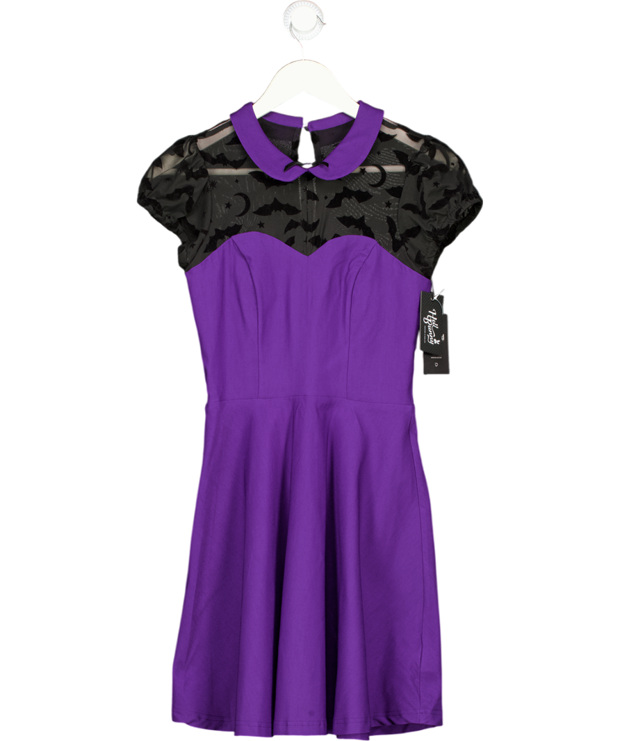 HELL BUNNY Purple / Black Fit & Flare Batsy Dress UK XS