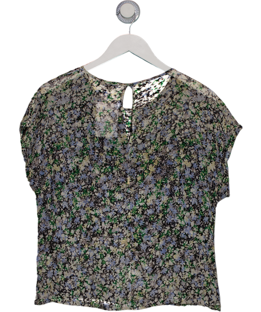 Jigsaw Multicoloured Sheer Floral Short Sleeve Top UK S