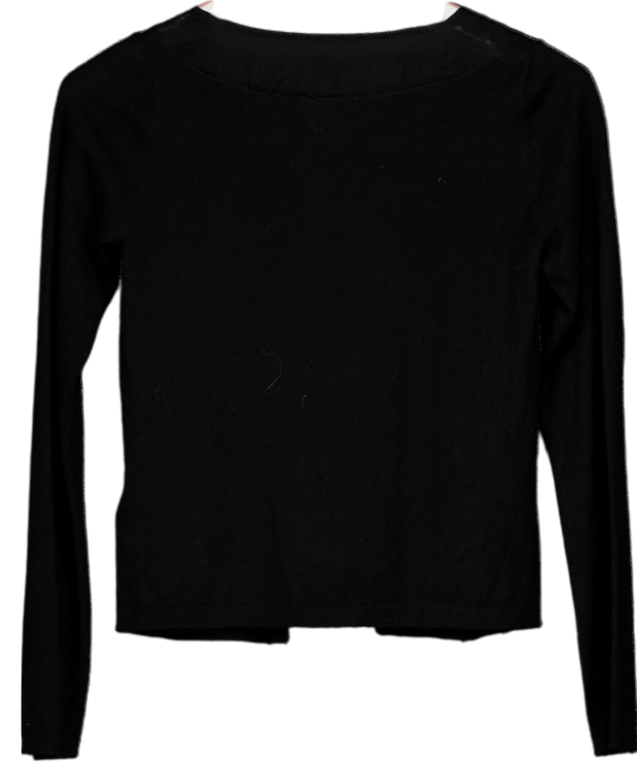 crumpet Black Merino Cashmere Blend Cardigan With Silk Tie UK S