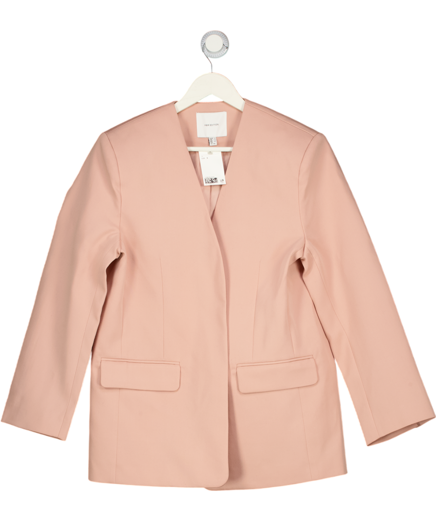H&M Pink Collarless Twill Blazer UK S