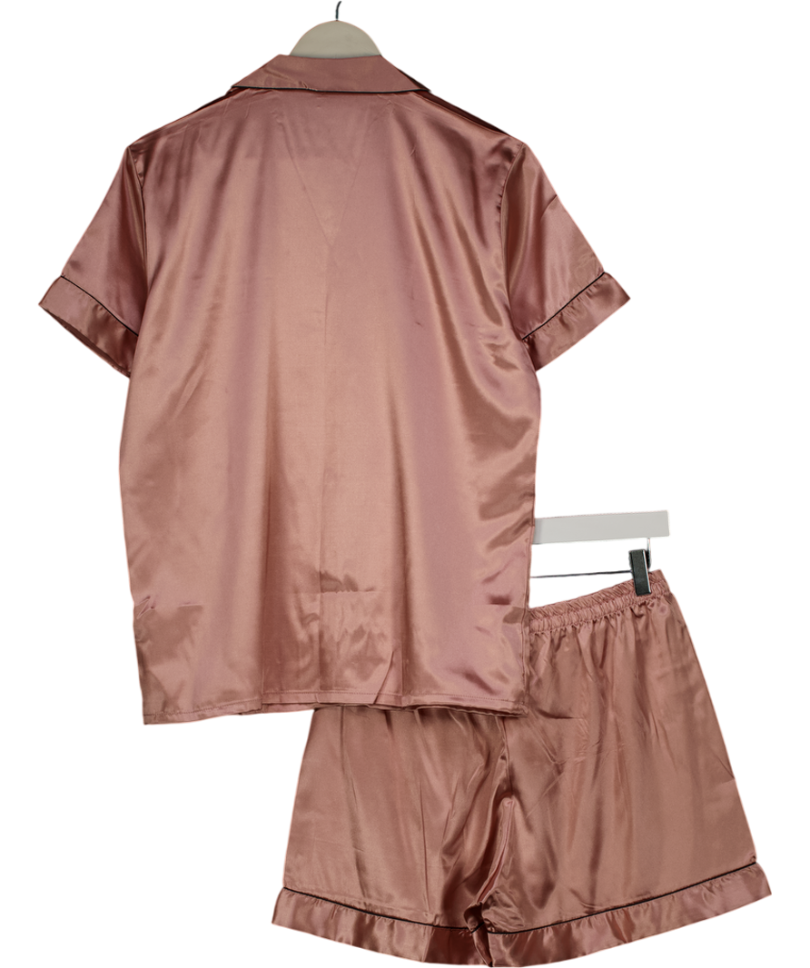 Lovasy Pink Classic Satin Shorts Pyjama Set UK M