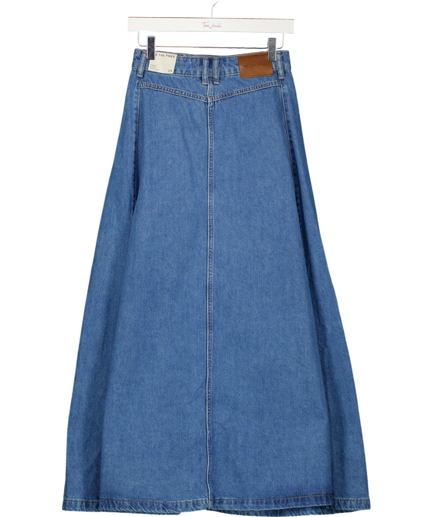 FREE PEOPLE Wee The Free Blue Denim Mmaxi Skirt W24