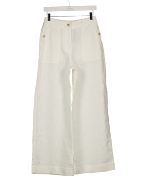 REISS Ashby Linen Wide-leg Trousers In White UK 8