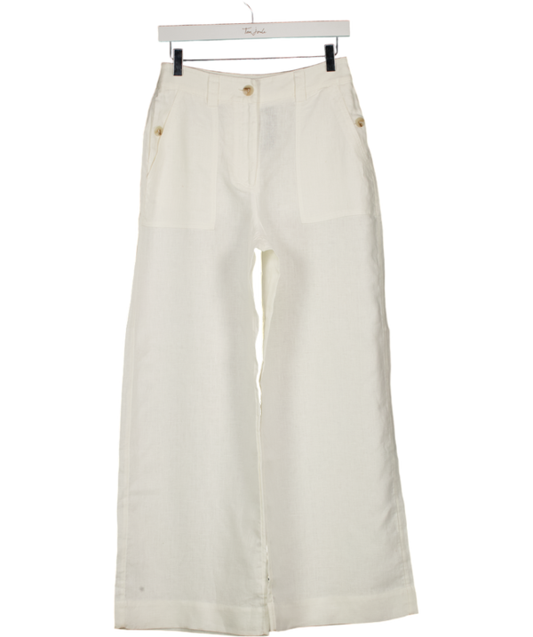REISS Ashby Linen Wide-leg Trousers In White UK 8