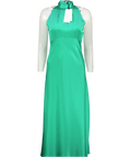 SALONI Green Michelle High-neck 100% Silk-satin Midi Dress UK 6