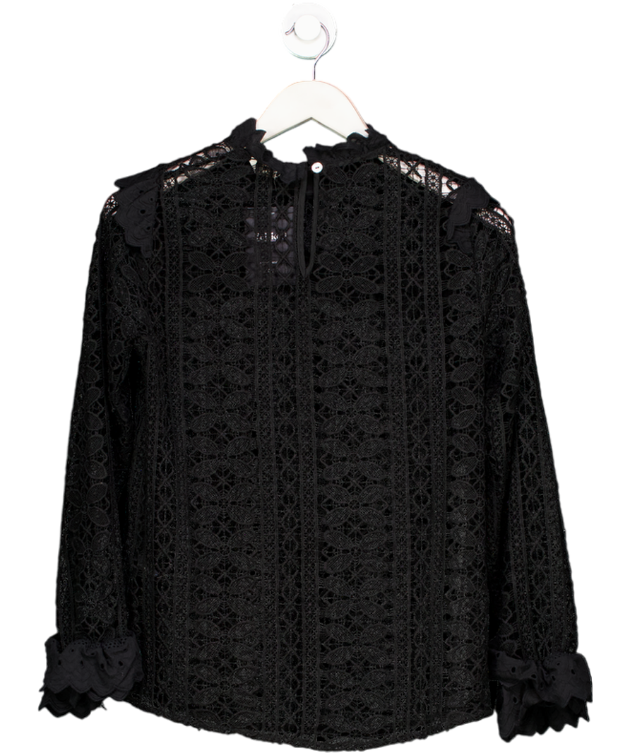 Monsoon Black Lace High Neck Blouse UK 8