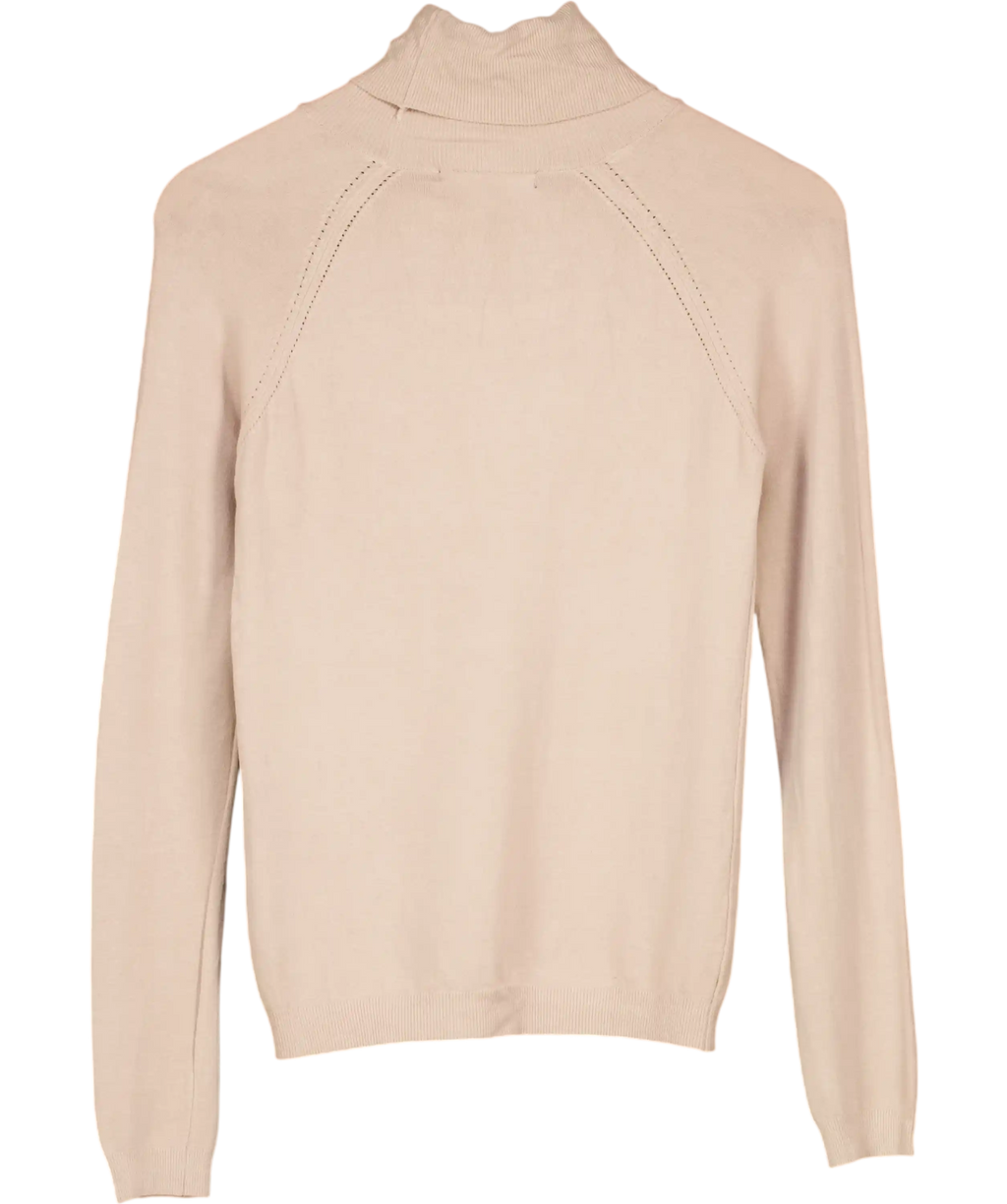 KAREN MILLEN Beige Essential Knit Roll Neck Jumper UK XS/S