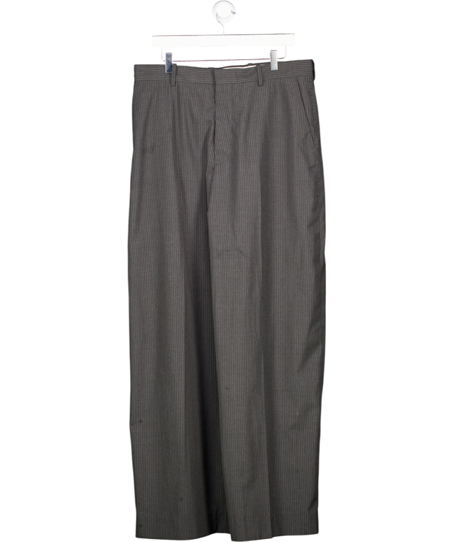 Acne Studios Grey Pinstriped Woven Tailored Trousers UK L