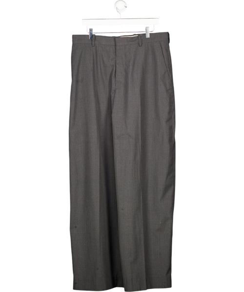 Acne Studios Grey Pinstriped Woven Tailored Trousers UK L