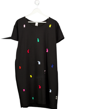 AESTHETIC LAUNDRY Black Rainbow Tag T-shirt Dress UK XL