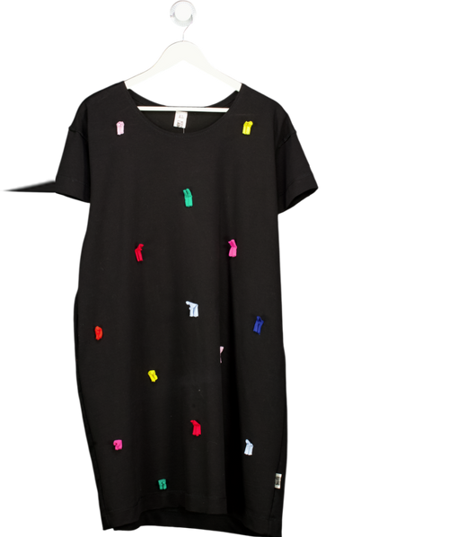 AESTHETIC LAUNDRY Black Rainbow Tag T-shirt Dress UK XL