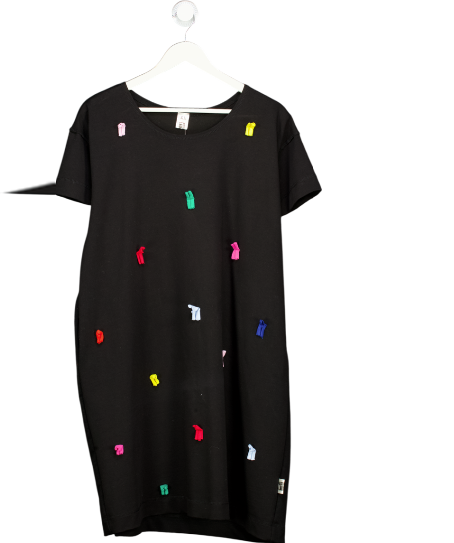 AESTHETIC LAUNDRY Black Rainbow Tag T-shirt Dress UK XL