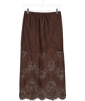 NEW LOOK Brown Lace Trim Slip Skirt UK 8