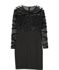REISS Black Embellished Long Sleeve Rosalin Bodycon Dress UK 10