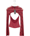 WHITE FOX Devoted Love Long Sleeve Top Burgundy Red UK XS