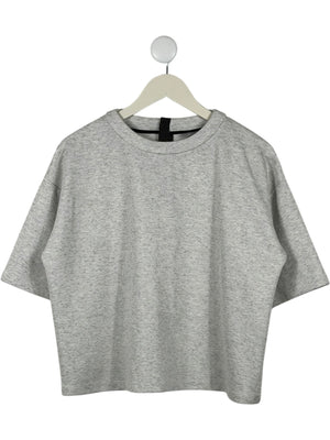 OLIVER BONAS Grey Top Crew-Neck Zip-Back T-Shirt UK 12