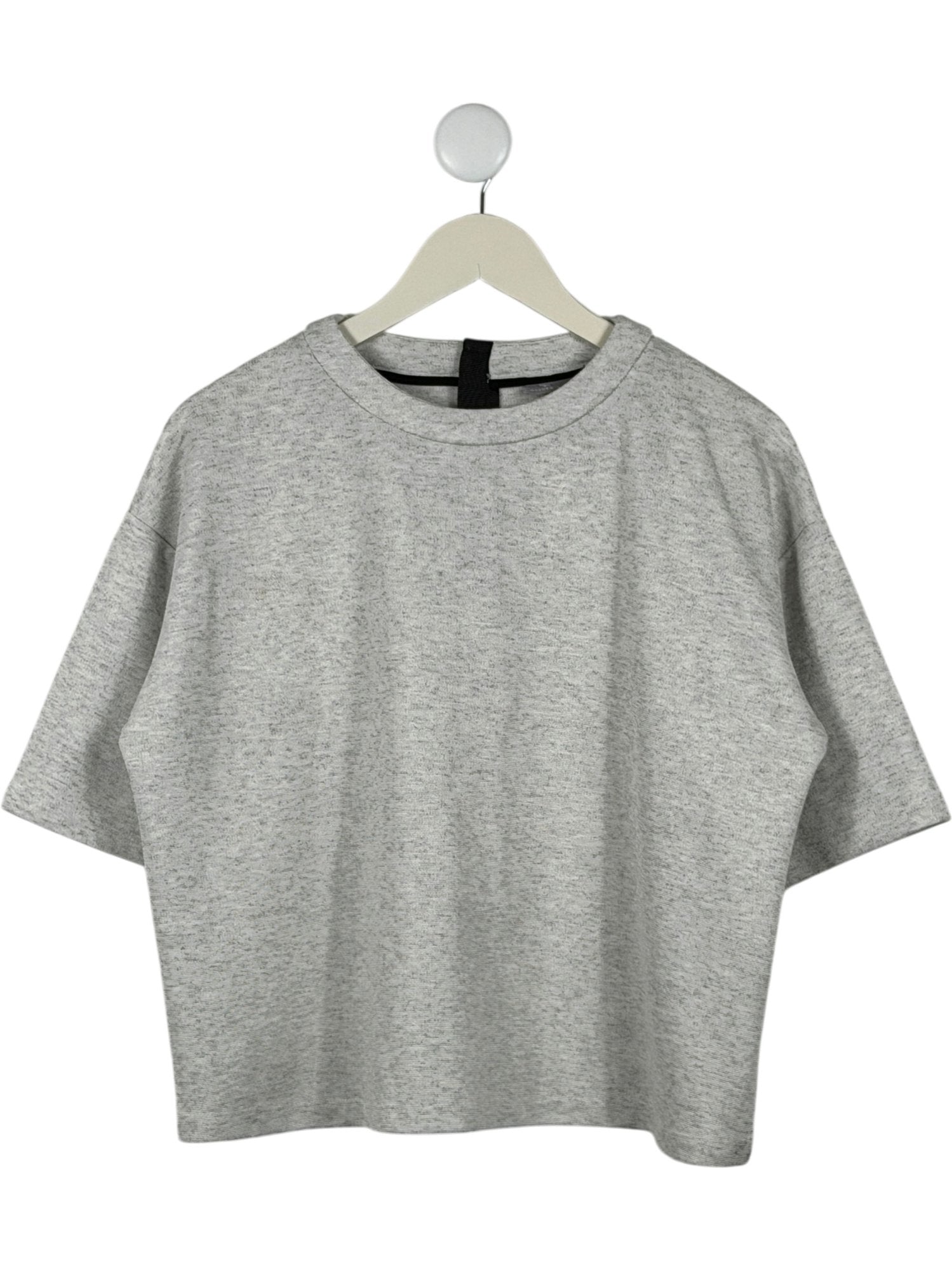 OLIVER BONAS Grey Top Crew-Neck Zip-Back T-Shirt UK 12
