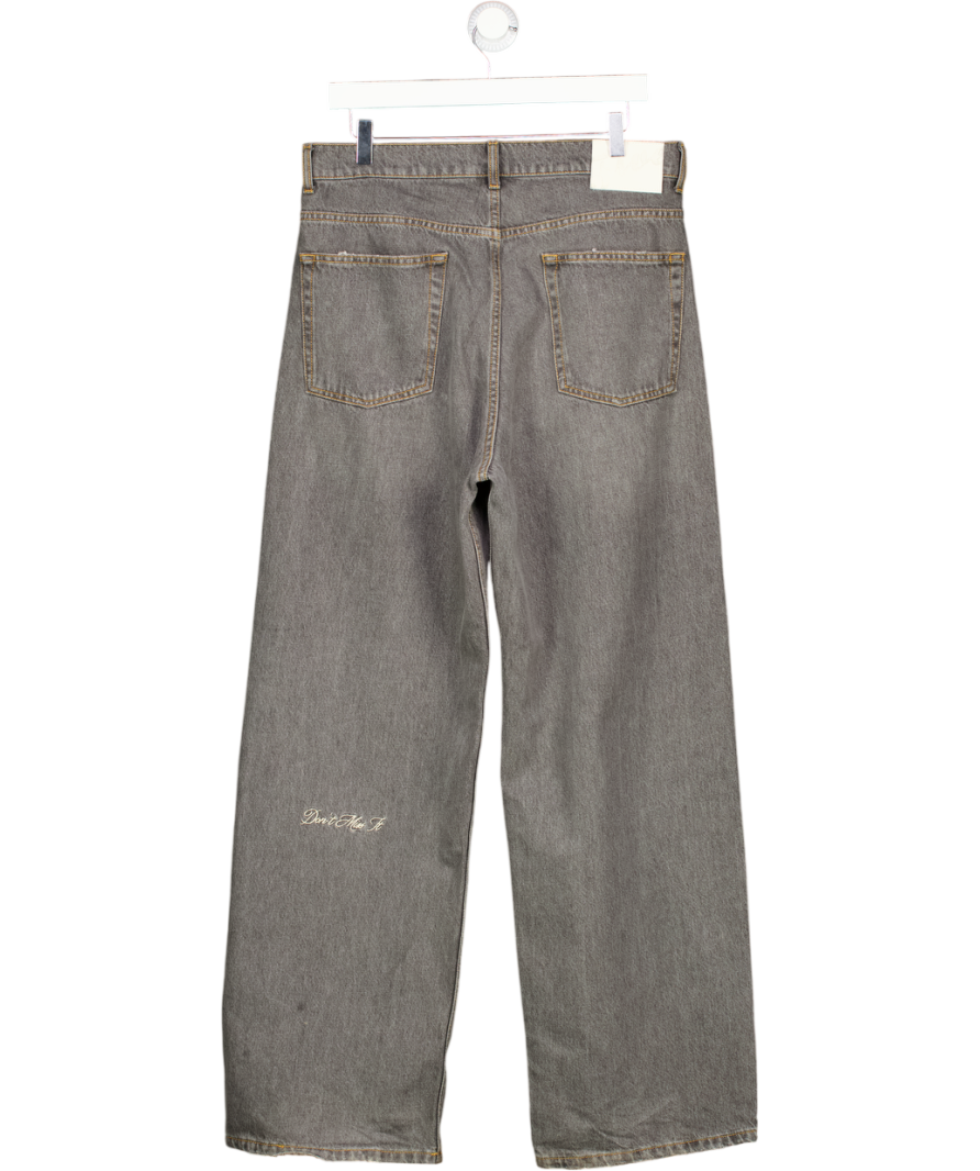 545 DENIM Washed Grey Wide Fit Jeans UK M