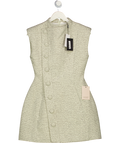 ODDMUSE Grey Tweed Button Detail Mini Dress UK S