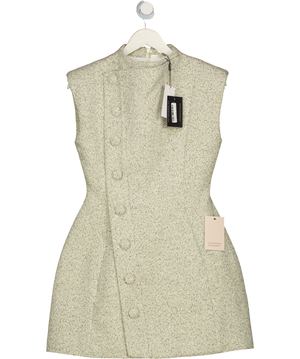 ODDMUSE Grey Tweed Button Detail Mini Dress UK S