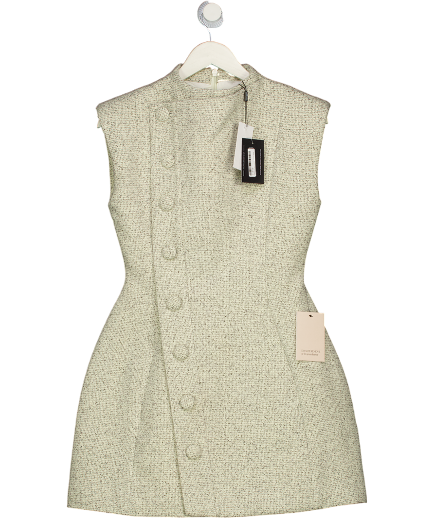 ODDMUSE Grey Tweed Button Detail Mini Dress UK S