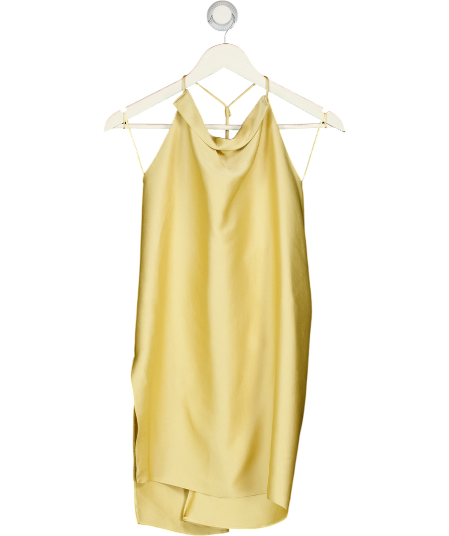 ZARA Champagne Gold Satin Halter Neck Top UK XS