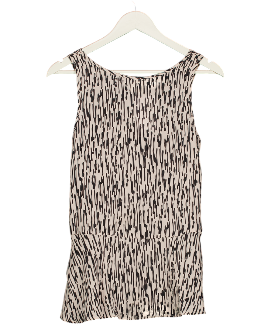 Selected Femme Beige Sleeveless Silk Print Peplum Top UK 6