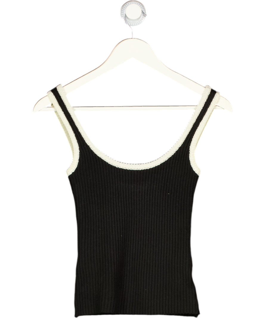 PRETTY LAVISH Black / Cream Scoop Neck Knit Top UK XS