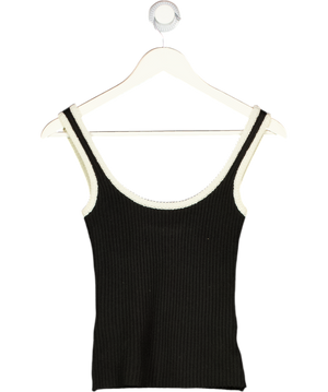 PRETTY LAVISH Black / Cream Scoop Neck Knit Top UK XS