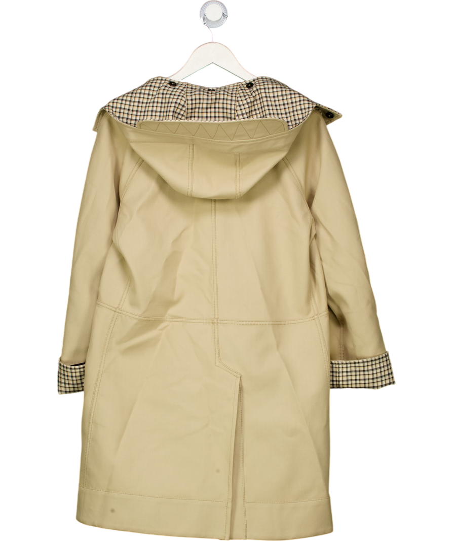 ME + EM Pale Beige Camel Reversible Mac + Hood Cotton Twill UK 8