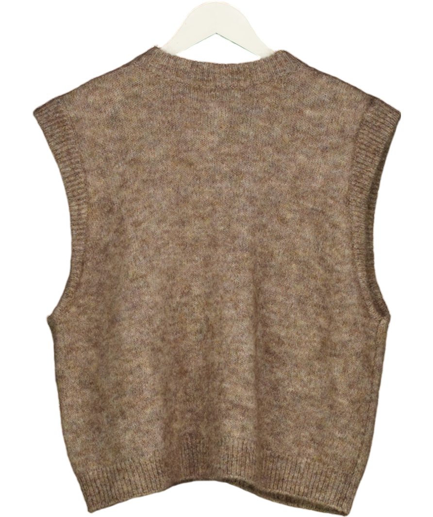 Ysé Paris Beige Kid Mohair / Wool Blend Sleeveless Cardigan UK L