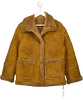 COMMENSE Tan Brown Oversize Reversible Shearling Collared Jacket UK XS
