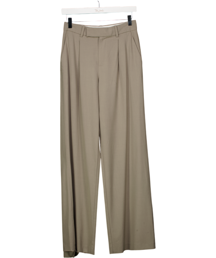 MANGO Beige Pleated Straight Leg Tailored Trousers UK 6