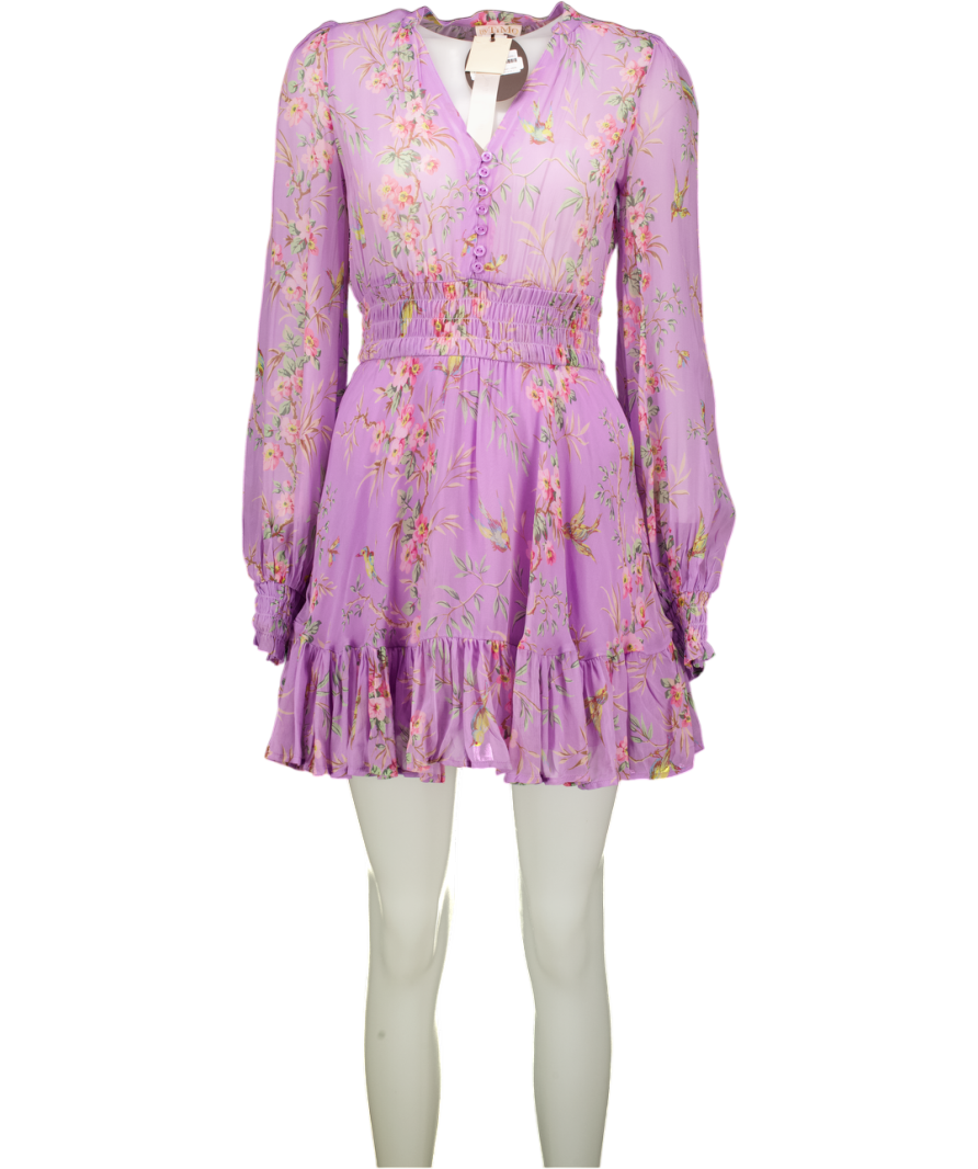 byTIMO Lilac Purple Mini Long Sleeved Dress In Plum Garden UK XS