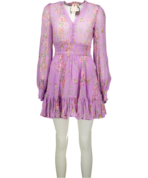byTIMO Lilac Purple Mini Long Sleeved Dress In Plum Garden UK XS