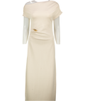 THREADBARE Beige Off Shoulder Draped Jersey Maxi Dress In Ecru UK 8