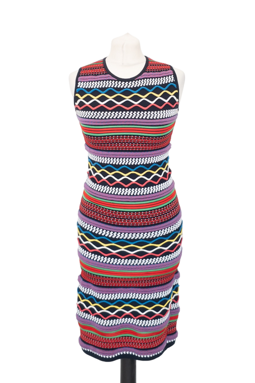 DSQUARED2 Multicoloured Sleeveless Knit Textured Stripe Mini Dress UK M