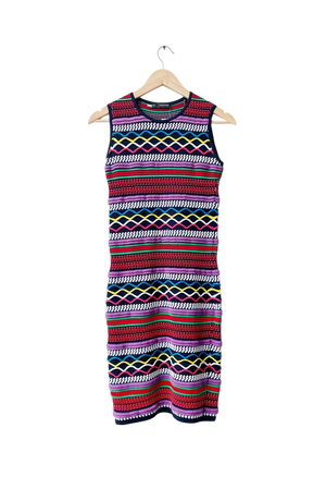 DSQUARED2 Multicoloured Sleeveless Knit Textured Stripe Mini Dress UK M