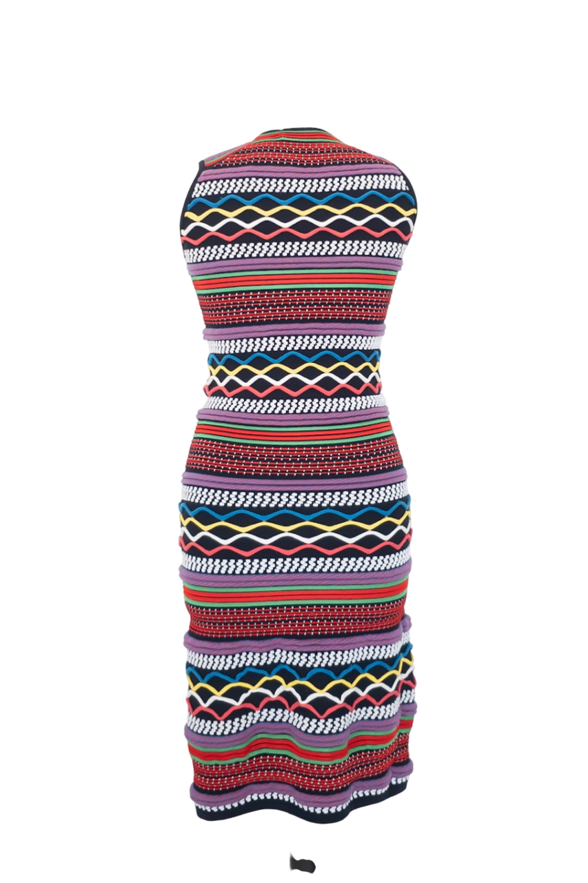 DSQUARED2 Multicoloured Sleeveless Knit Textured Stripe Mini Dress UK M