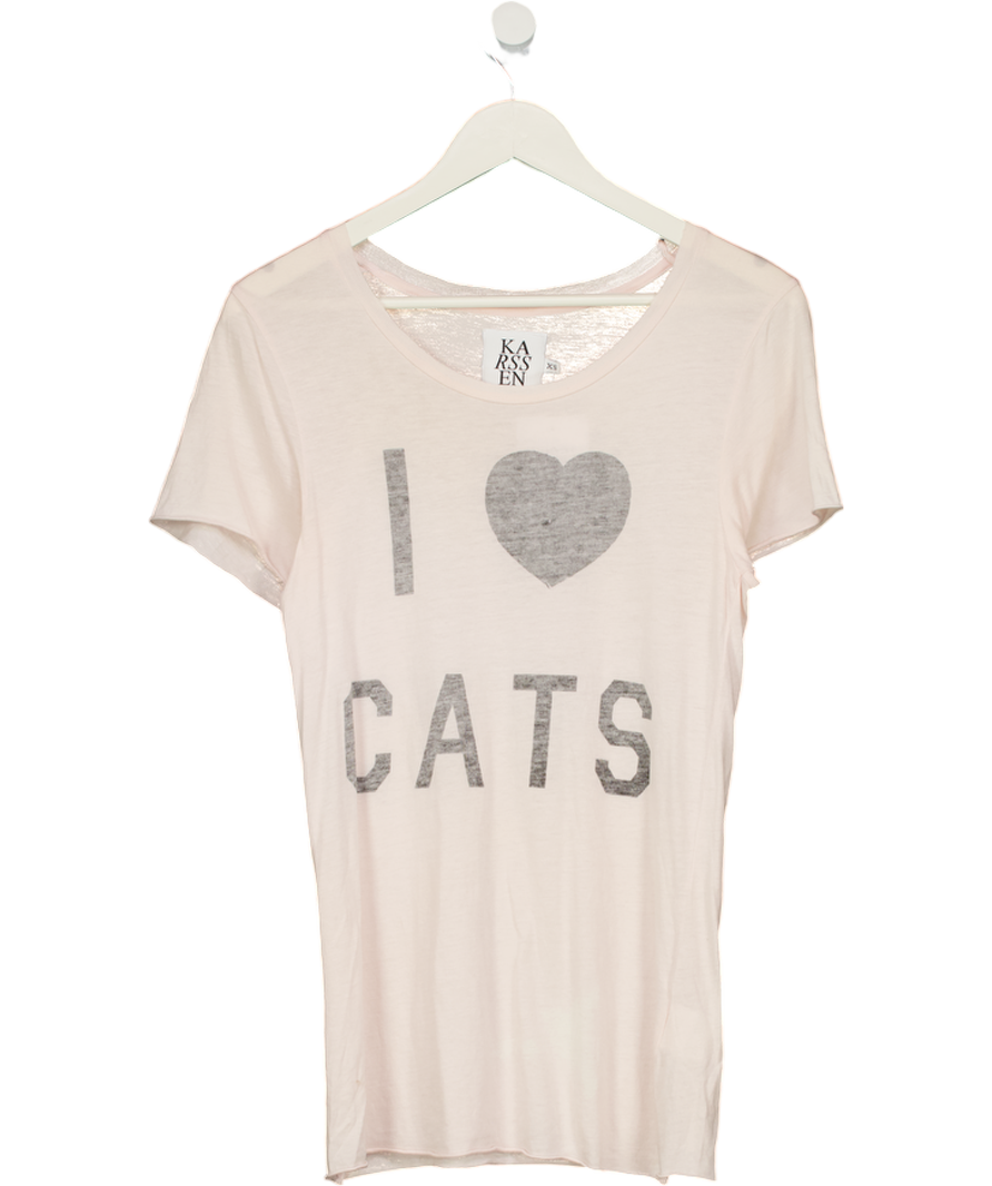 Zoe Karssen Nude Cotton Blend Cats T-shirt UK XS