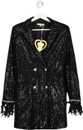 Soky & Soka Black Feather Trimmed Sequin Blazer Dress UK M