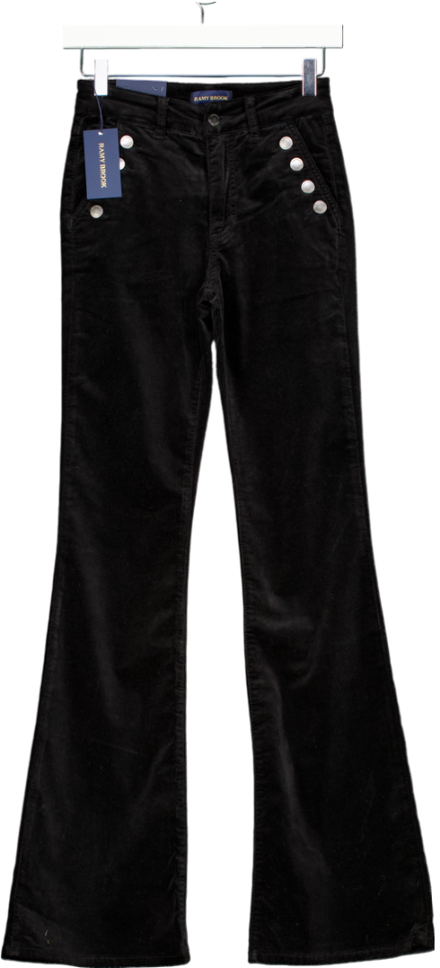 RAMY BROOKS Black Helena High-rise Velvet Flare Jean W25