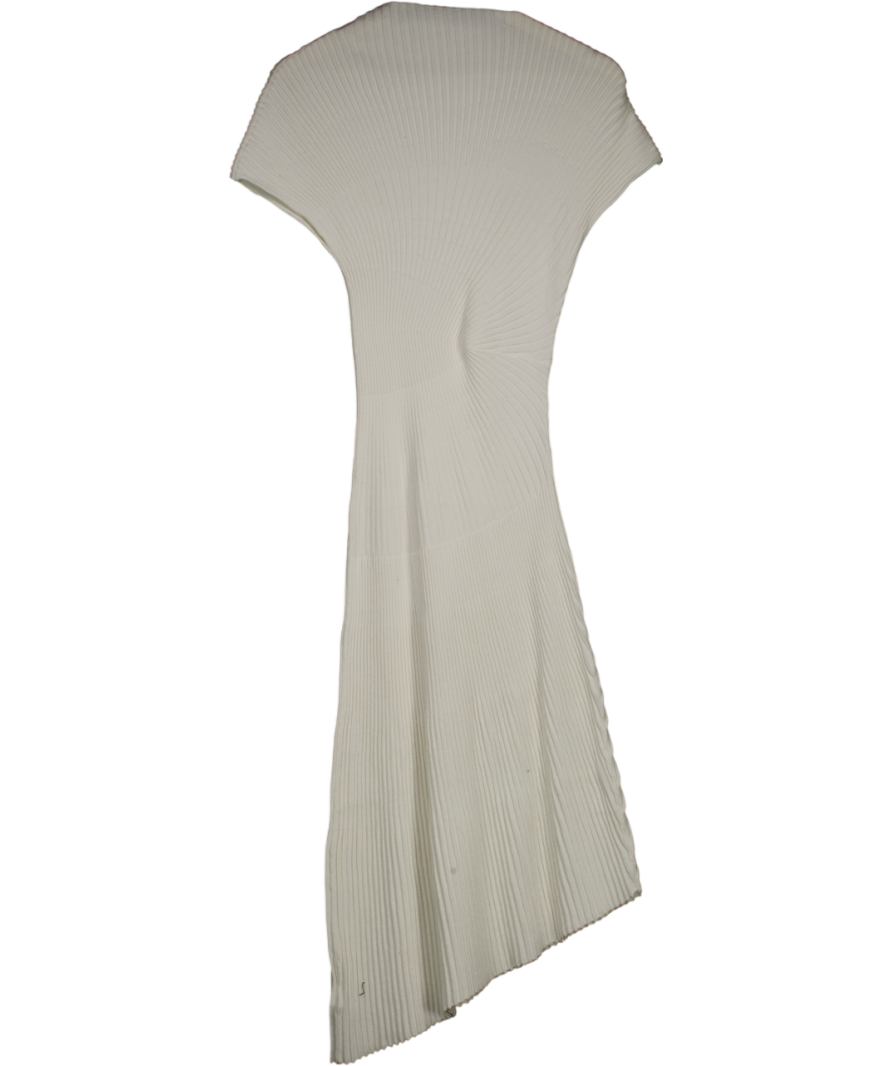 Commense White Textured Knit Midi Dress UK XS
