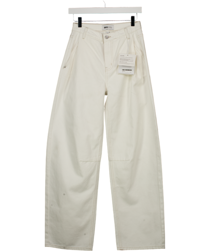 BAYSE Cream Brooklyn Barrel Leg Jeans UK 6
