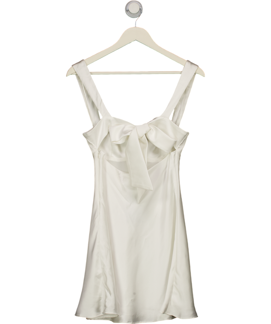 ZARA White Heavy Satin Bow Back Mini Dress UK S